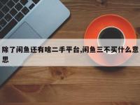 除了闲鱼还有啥二手平台,闲鱼三不买什么意思